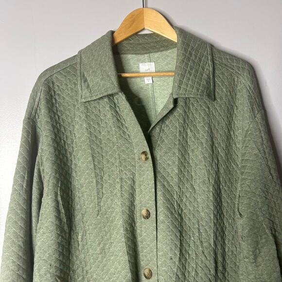 J. Jill Quilted Barn Jacket Chore Coat Women’s XL Green Pockets Lightweight - Picture 3 of 8